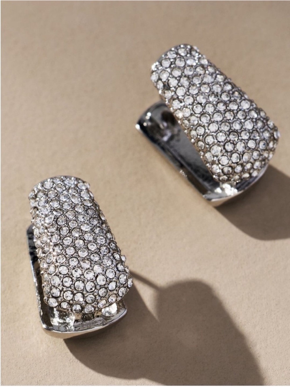New! Anthropologie Silver Plated Crystal Huggie Earrings (4021)
